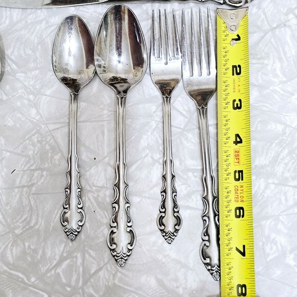 Stanley Roberts Melody Flatware Set/10 mixed Rogers floral scrolls black accent - Picture 6 of 9